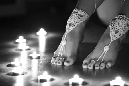 Spa treatment and product for female feet and spa, relax and health careの写真素材