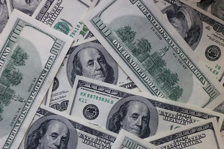 Background with money american hundred dollar bills