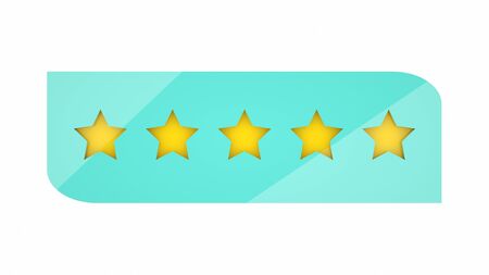 Rating stars or 5 rate review 3d illustration web ranking star signs. Golden and blue.の写真素材