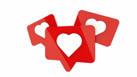 Red like icons or signs on white background, 3d rendering.の写真素材