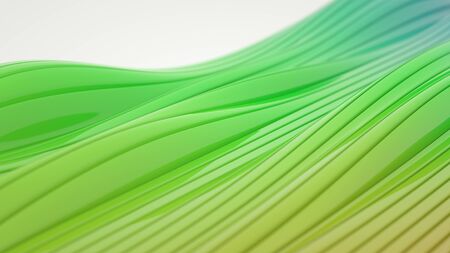 3d render abstract geometry background. Green waves and lines. Bokeh and depth of field.の写真素材