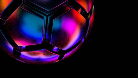 Hexagon sphere in iridescent neon vivid colors. 3d render.の写真素材
