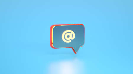 At symbol search link symbol on social media notification icon. Comments thread mention or user reply sign. 3D illustrationの写真素材