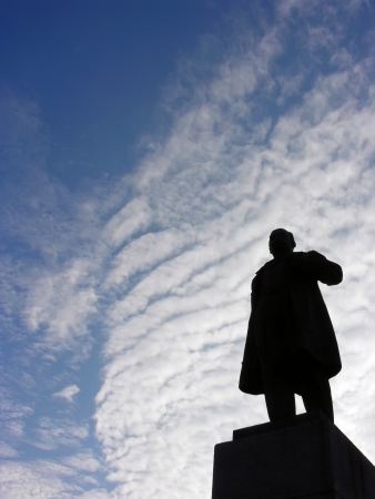           Taras Shevchenko monument, Cherkasy, Ukraine   Back litの写真素材
