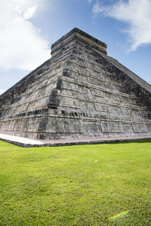 Facade of the amazing pyramid of Chichen-itza,built by the Maya の写真素材