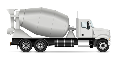 Mixer truck vector illustration. View from side. Template for corporate identity and branding. All layers and groups well organized for easy editing and recolor.のイラスト素材