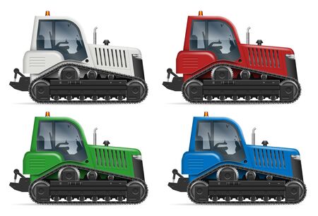 Tractor icons with side view isolated on white background. All elements in the groups on separate layers for easy editing and recolorのイラスト素材