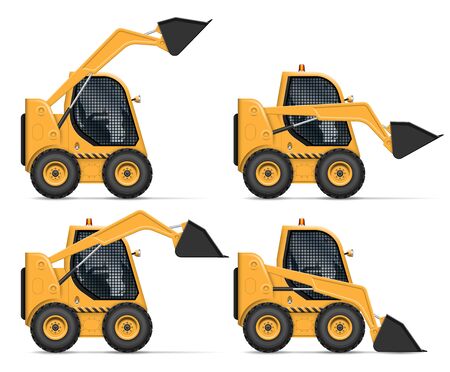 Skid steer loader view from side isolated on whiteのイラスト素材