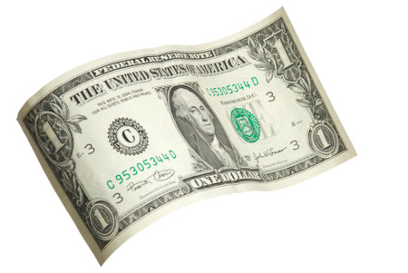 One American dollar bank note on white