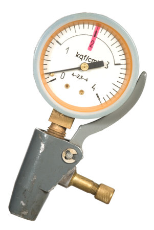 Motor-car pressure gage on white