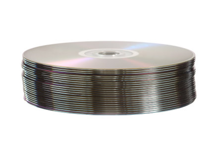 A pile of CD disks isolated on white