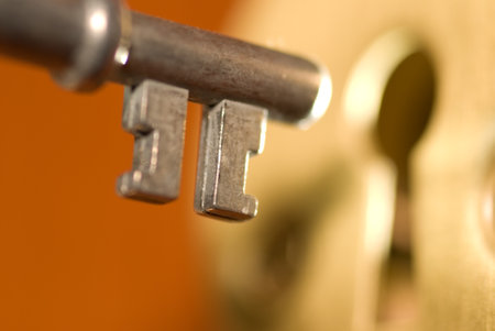 Key and door lock keyholeの写真素材