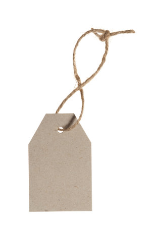 A tag with a string on whiteの写真素材