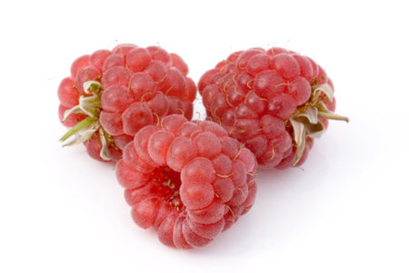 Close-up raspberry isolated on the white background