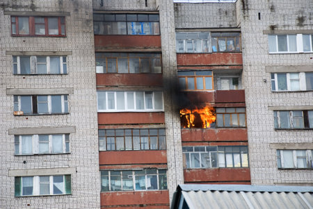 A big fire in one of the apartments of a large tenement-house