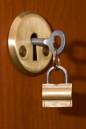 A key with a lock in a bunch