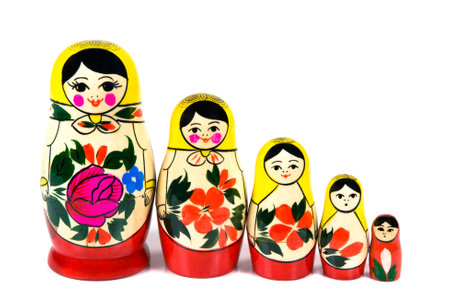 Russian traditional nesting wooden dollsの写真素材