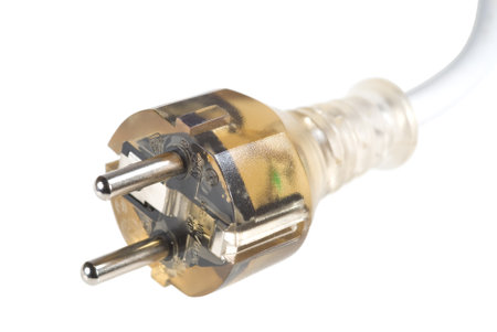 Transparent two-pin plug on white