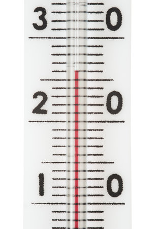 Thermometer scale with red column on white