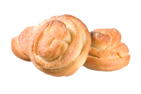Home made fresh sugar buns on whiteの写真素材