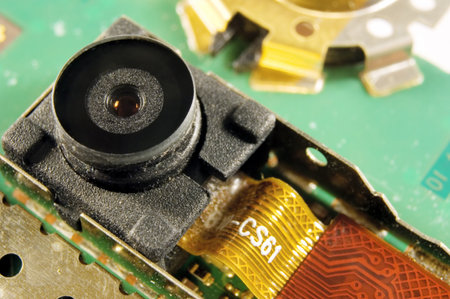 A camera inside the mobile phone close up shot