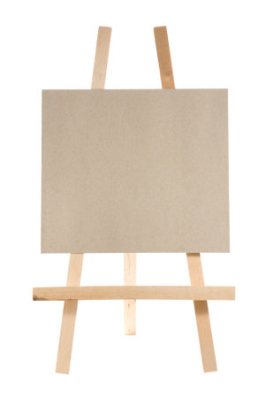 Easel with blank canvas on whiteの写真素材