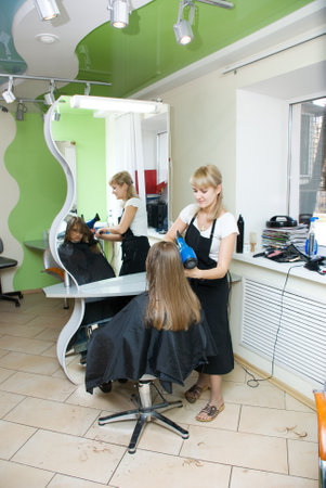 hair styling in a salonの写真素材