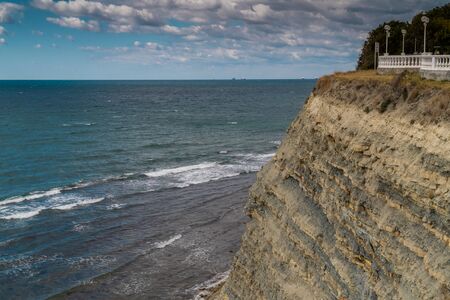 Russia. Krasnodar region. Views of the Black sea from the steep shores of Gelendzhik.の写真素材