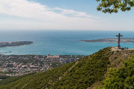 Russia. Krasnodar region. View of Gelendzhik Bay from the height of the Markhotsky ridge in summer.のeditorial素材