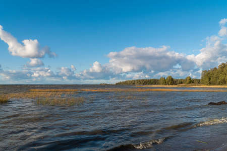 Lomonosov district. Scenic view of Cape Grey horse and the Bay next to the Cape.