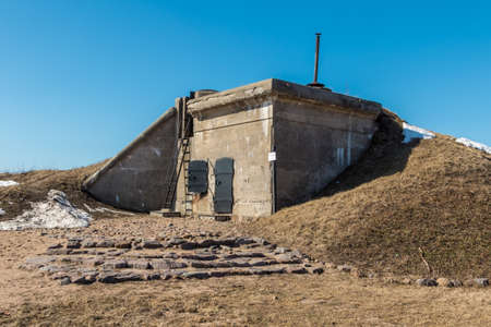 Russia. Kronstadt. April 3, 2019. Mine station built in 1905. It is currently located in Patriot Park as a cultural heritage site.のeditorial素材