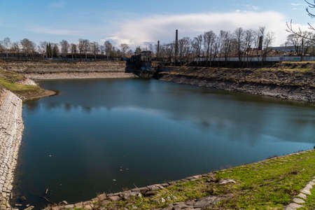 Russia. April 28, 2021. A dock pool in Kronstadt, designed to drain water when draining the Petrovsky dock.のeditorial素材