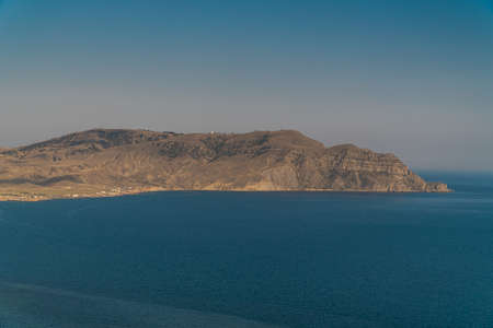 Picturesque view in clear sunny weather of the cape and Mount Meganom from the height of Mount Alchak in Sudak.の写真素材
