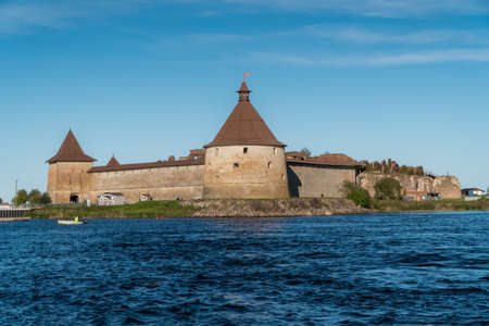 Russia. Leningrad region. September 10, 2021. View of Lake Ladoga and Oreshek Fortress in sunny weather from Shlisselburgのeditorial素材