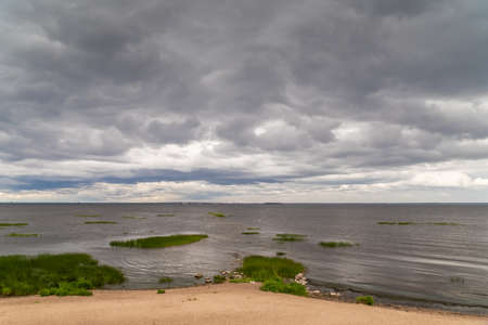 Russia. Kronstadt. June 5, 2020. Picturesque view of the northern coast of Kotlin Island.の写真素材