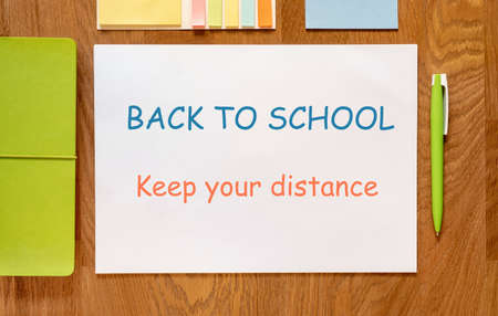 School stationery supplies, keep your distance, school reopening, returning back to school for post...