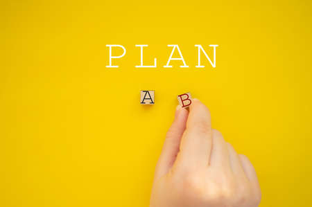 Businessman choosing plan B. The concept of choice, decision making.の写真素材