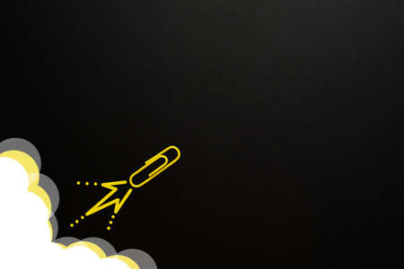 The paper clip flies like a rocket to the top. The concept of starting a business, reward or...