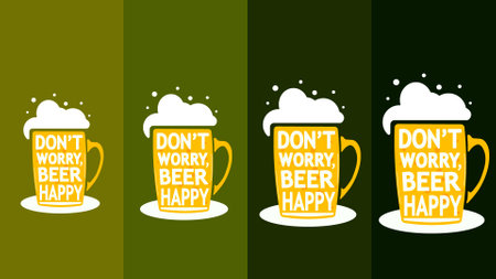 Set of beer glasses with text. Vector illustration in flat style.のイラスト素材