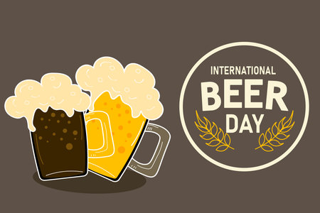 International Beer Day. Design for banner, poster or print. Vector illustrationのイラスト素材