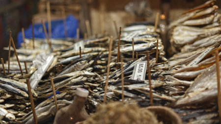 Spicy dried fish selection bold flavor experiments stall, spicy dried fish selection reveals fresh...