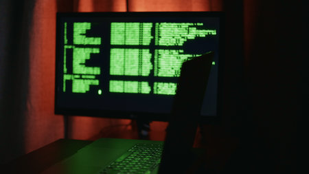Neon tech ambiance, Creative coding with vibrant accents, Developer refining prototype under lights,...