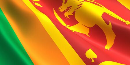 the flag of Sri Lanka flutters in the wind 3Dの写真素材
