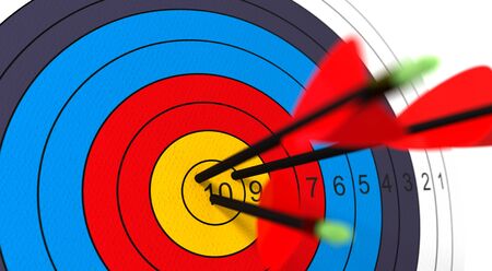 three arrows that accurately hit the target 3D rendering の写真素材