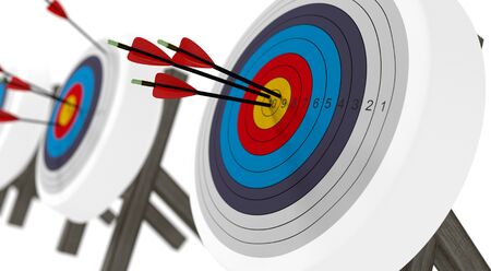 three arrows that accurately hit the target 3D rendering の写真素材