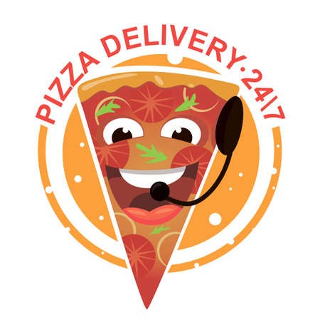 cartoon pizza slice vector illustrationのイラスト素材