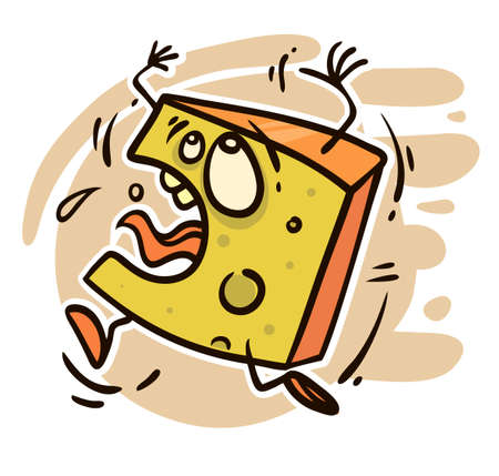 piece of cheese running in fright vector illustrationのイラスト素材