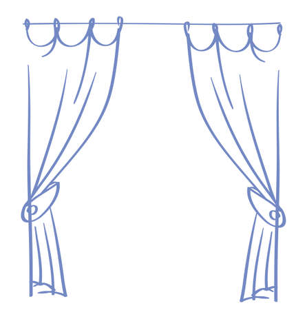 curtain drawing quick sketch vector illustrationのイラスト素材