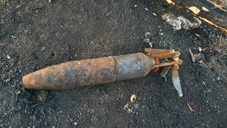 125 mm armor-piercing tank shell photo in glowy nones, the war in Donbass