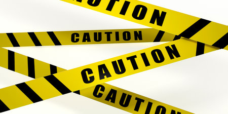 Danger and risk tape. Industrial protection sticky tape. 3Dの写真素材